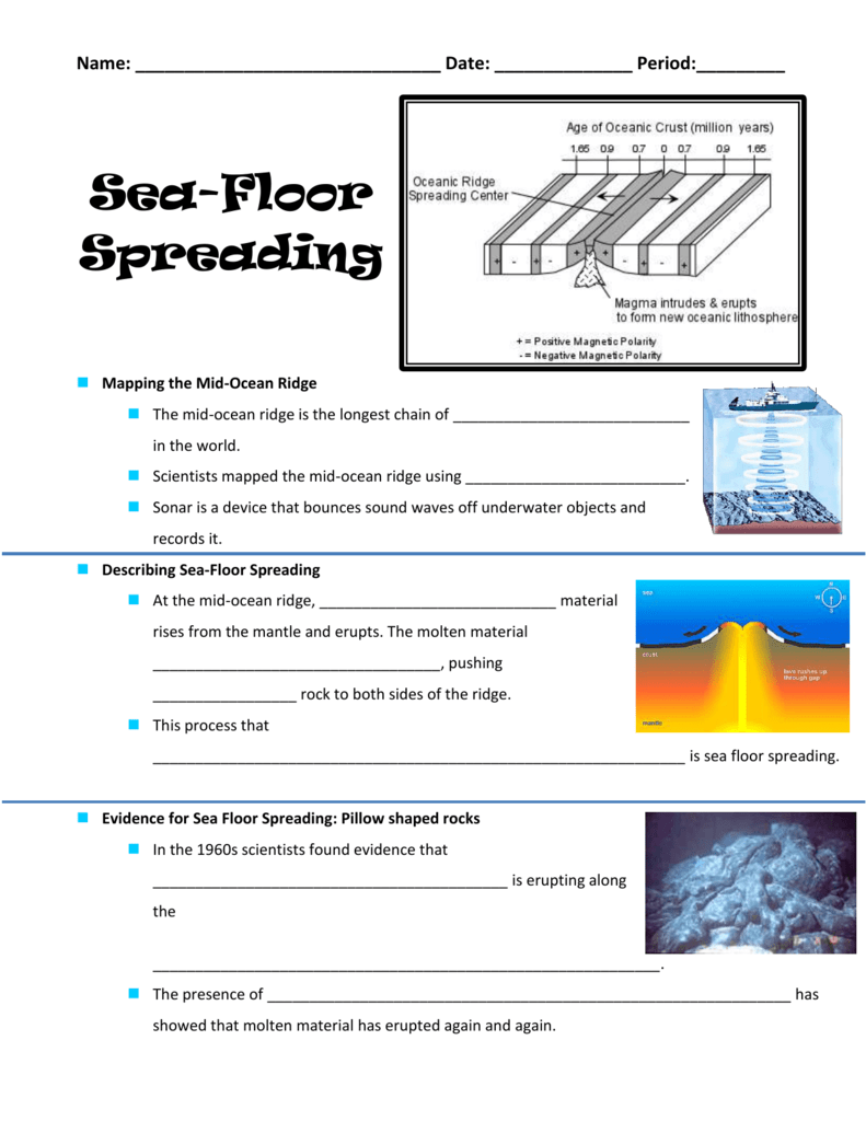 Sea floor Spreading fill in Notes for flip and PP Pertaining To Sea Floor Spreading Worksheet Answer