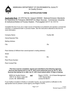 Initial Notification Form - Nebraska Department of Environmental
