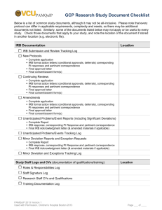 GCP Research Study Document Checklist