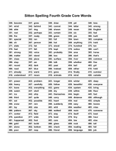 Sitton Spelling Fourth Grade Core Words