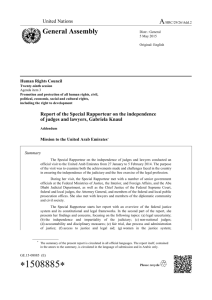 Report of the Special Rapporteur on the independence of judges