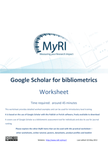 Worksheet on using Google Scholar and Publish or