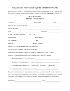 New Client Registration Form - Village Square Veterinary Clinic