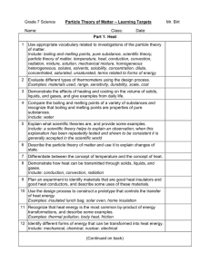 Grade 7 Science Particle Theory of Matter – Learning Targets Mr