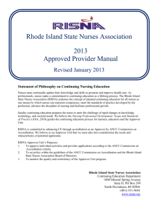 Approved Provider Manual - Rhode Island State Nurses Association