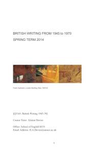 BRITISH WRITING FROM 1945 to 1970 SPRING TERM 2014 Frank