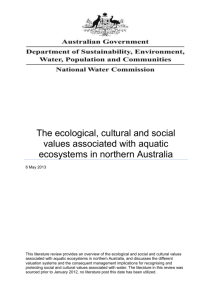 The ecological, cultural and social values associated with aquatic