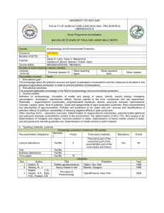 Course: Ecotoxicology and Environmental Protection Course id