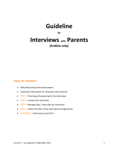 Guideline for Interview with Parents - 2015