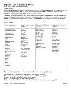 English II – Unit 2 – Purpose & Rhetoric