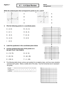 Algebra 1-2 Quiz One Chapter 10