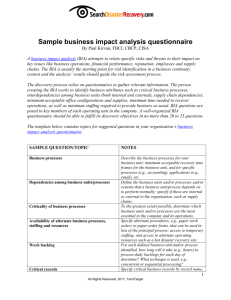 Sample business impact analysis Questionnaire