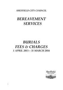 Bereavement Services Burials Fees and Charges April 2015