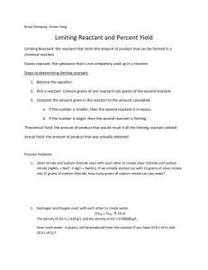 Brian Dempsey, Simon Yang Limiting Reactant and Percent Yield