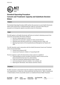 Consent Capacity and Substitute Decision Maker SOP