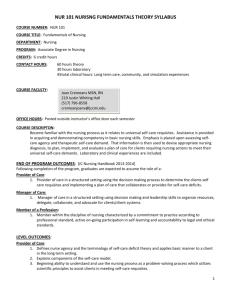 nur 101 nurisng fundamentals theory syllabus