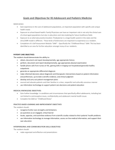 Goals and Objectives for R3 Adolescent and Pediatric Medicine
