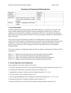 Scholarly and Professional Writing Seminar