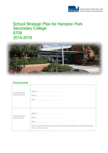 Strategic Plan 2014 – 2018 - Hampton Park Secondary College