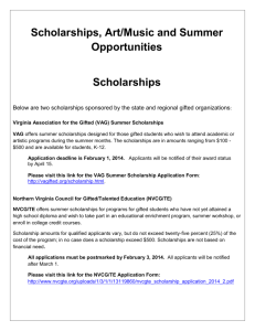 Scholarships, Art/Music and Summer Opportunities