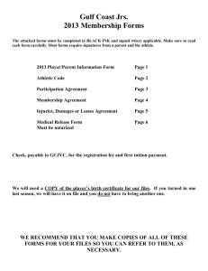 2013 Membership Agreement - Gulf Coast Juniors Volleyball Club