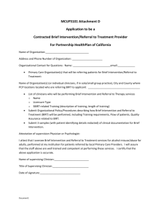 Application to be Contracted Brief Intervention/Referral to Treatment