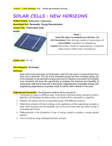 Solar Cell New Horizons - FIU RET: Research Experience for