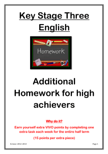 Key Stage Three English additonal HW booklet