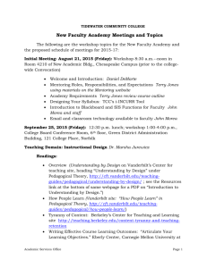 New Faculty Academy Meetings and Topics