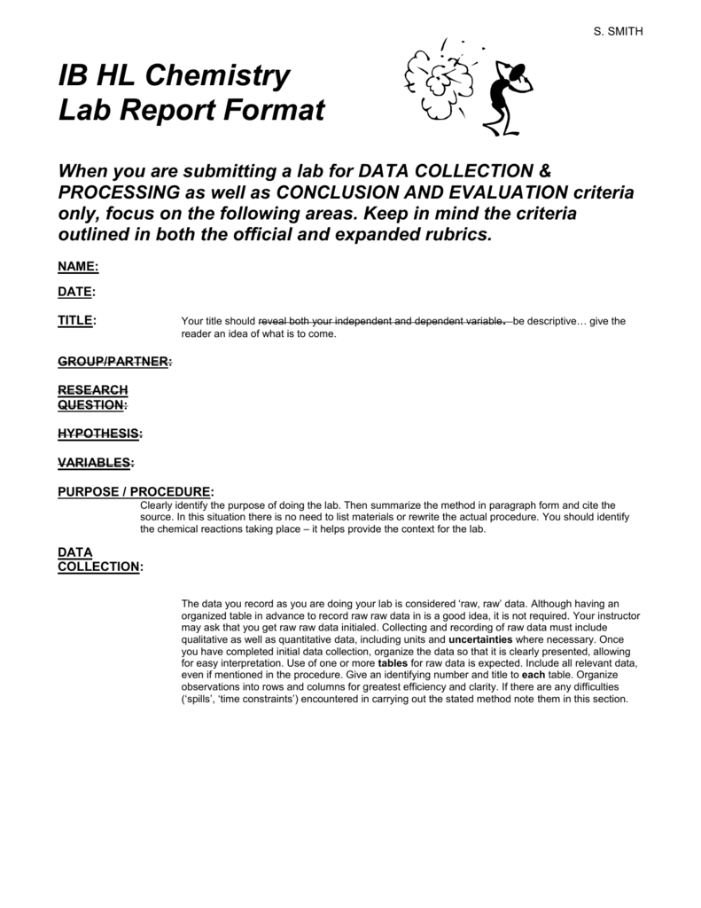 HL Chemistry Lab Report Format With Ib Lab Report Template
