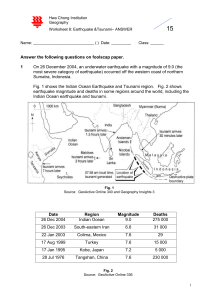 worksheet 8 ,ANSWER, earthquake - 2015-Sec3-Geog