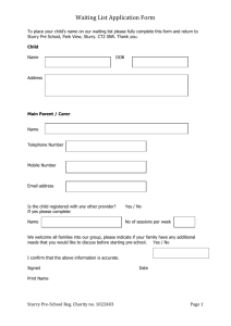 Waiting List Application Form