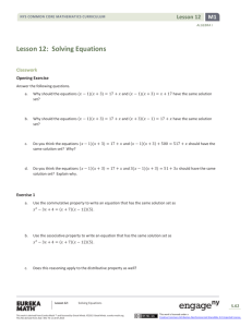 Algebra I Module 1, Topic C, Lesson 12: Student Version