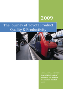 The Journey of Toyota Product Quality & Productivity