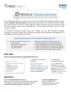 OCLC WorldCat Discovery Services Quick Reference Guide