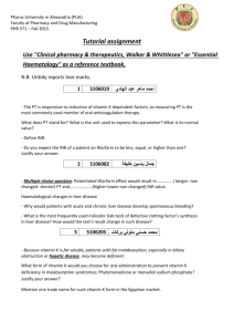 Tutorial assignment Use "Clinical pharmacy & therapeutics, Walker