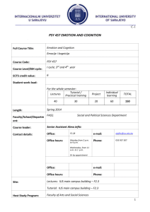 19. PSY 457 Emotion and Cogniton