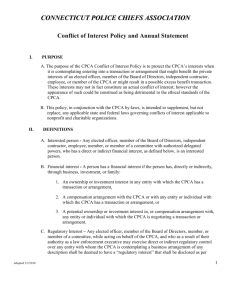 CPCA Conflict of Interest - Connecticut Police Chiefs Association