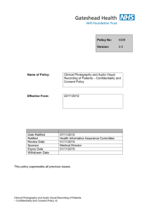 Clinical Photography and AV Recording of Patients