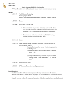 Gold Group: Lesson Plans: Day 4 - January 24, 2011 – Institute Day