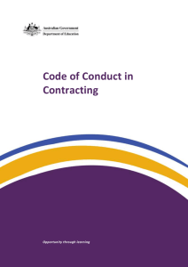 Code of Conduct in Contracting - Department of Education and