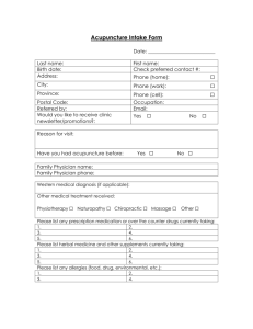 Acupuncture Intake Form