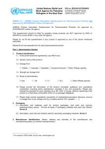 Annex 4.2 - UNRWA Product Information Questionnaire for