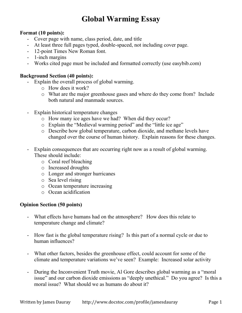 global warming essay topics