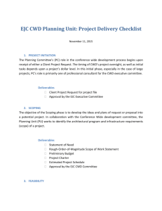 EJC CWD Planning Unit: Project Delivery Checklist