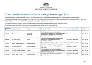 Career Development Fellowships for funding commencing in 2015