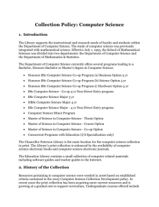 Collection Policy: Computer Science Introduction