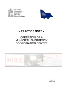 operation of a municipal emergency coordination centre (Word
