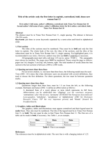 Paper guidelines and template in MS Word 2010