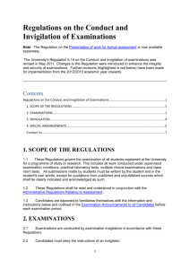 Regulations on the Conduct and Invigilation of Examinations